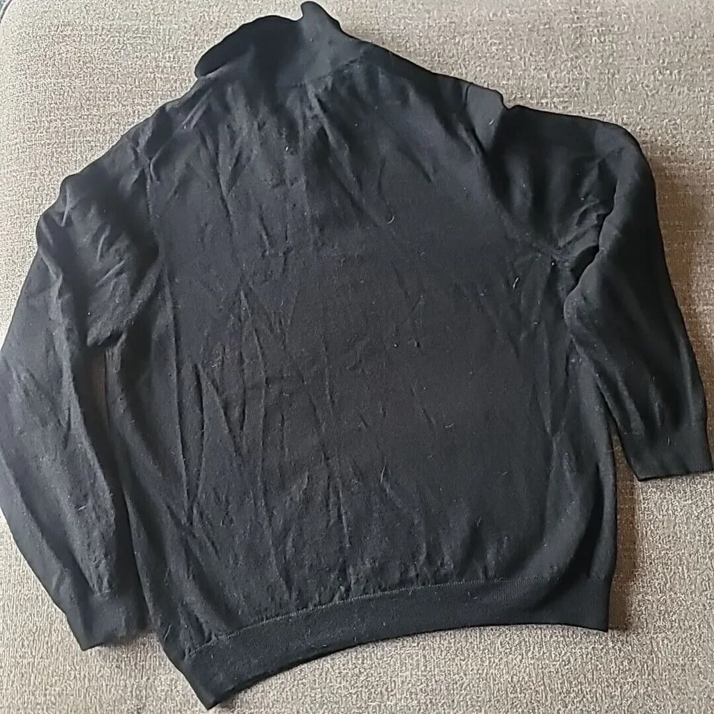 Women XL Extra Fine Merino Wool Travel pullover Polo Black Sweater Davis Squire